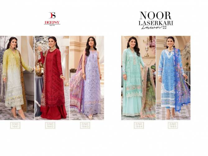 Deepsy Noor Laserkari Lawn 22 Casual Wear Cambric Cotton Salwar Suits Collection